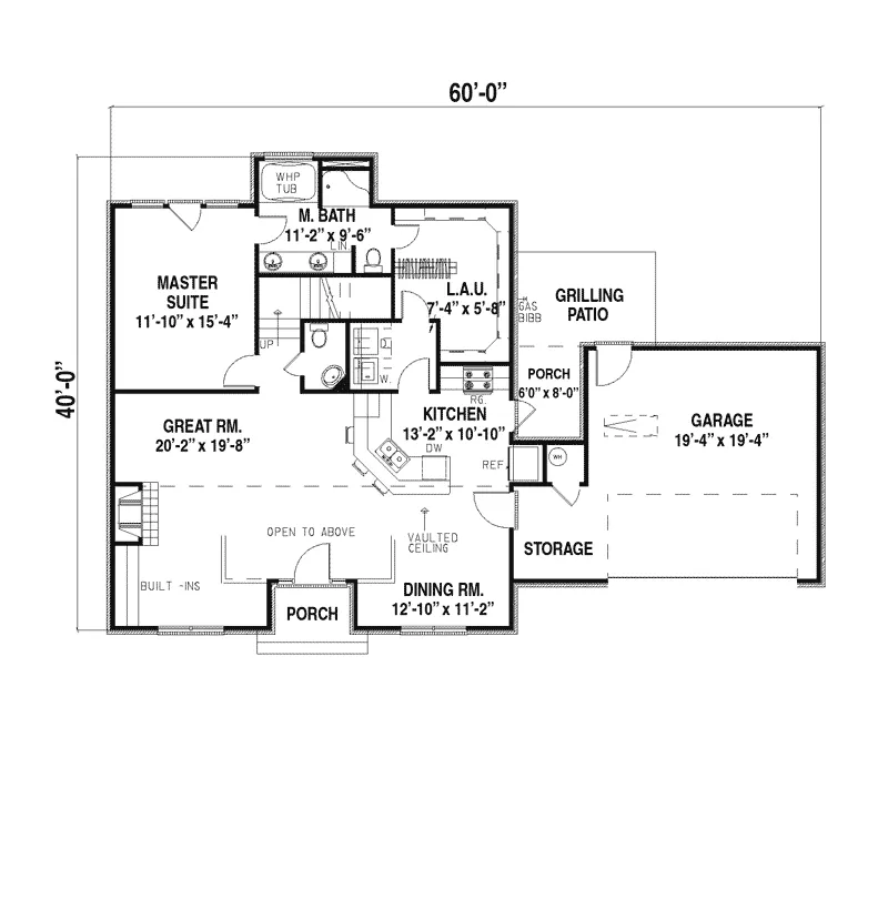 Traditional House Plan First Floor - Willingham Bungalow Home 055D-0168 - Shop House Plans and More