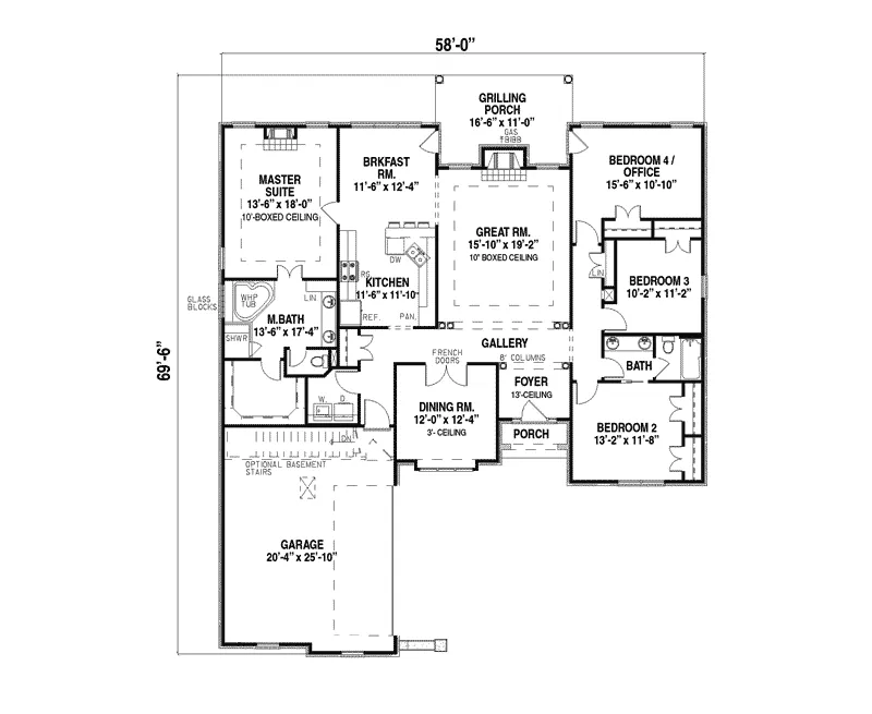 European House Plan First Floor - Palladio Single Story Home 055D-0171 - Shop House Plans and More