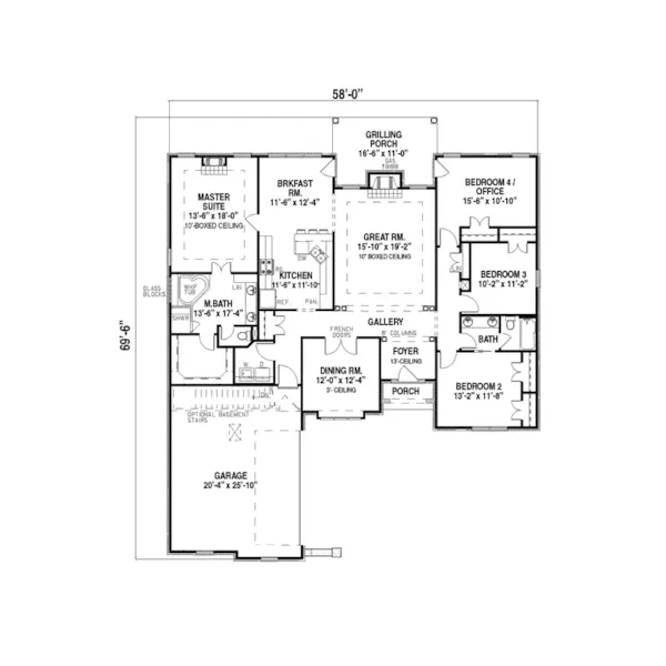 European House Plan First Floor - Palladio Single Story Home 055D-0171 - Shop House Plans and More