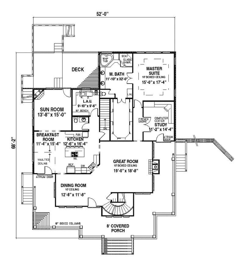Luxury House Plan First Floor - Dunroyal Country Home 055D-0178 - Search House Plans and More