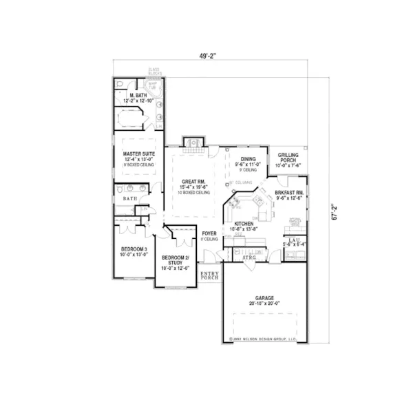 Ranch House Plan First Floor - Wyckcliffe Traditional Home 055D-0179 - Shop House Plans and More