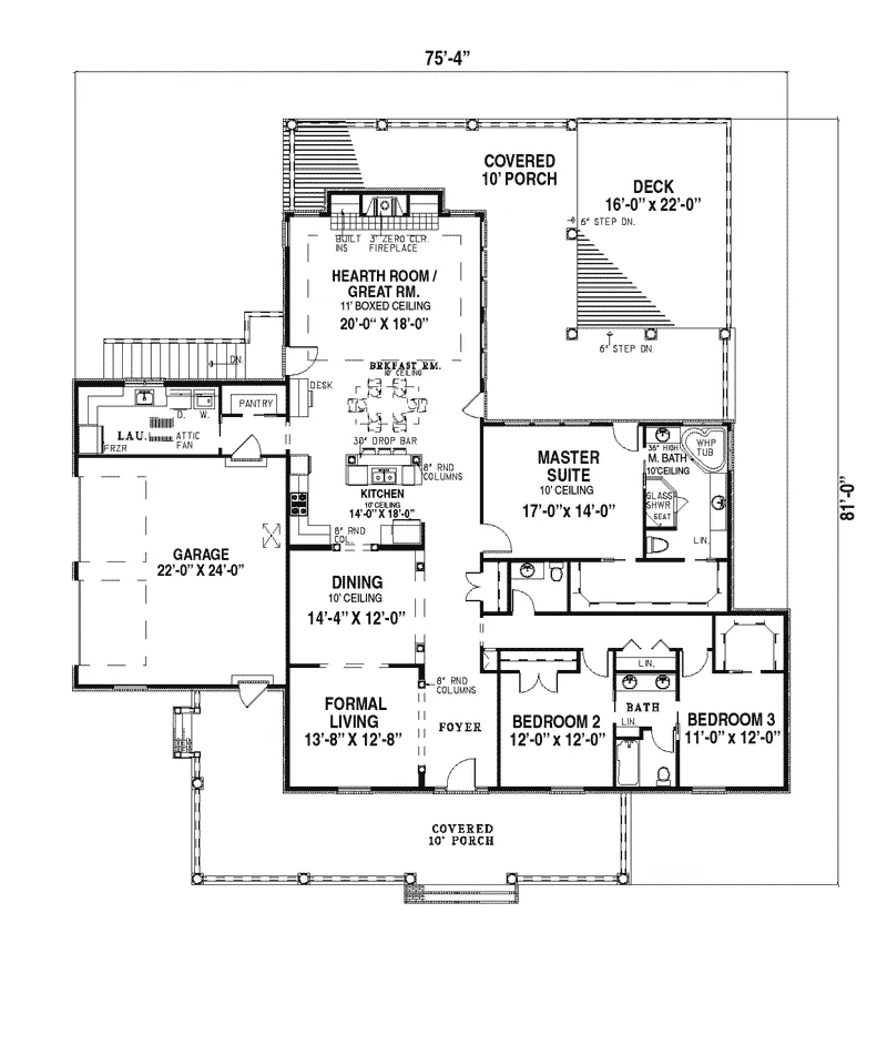 European House Plan First Floor - Eastgate Southern Style Home 055D-0183 - Search House Plans and More