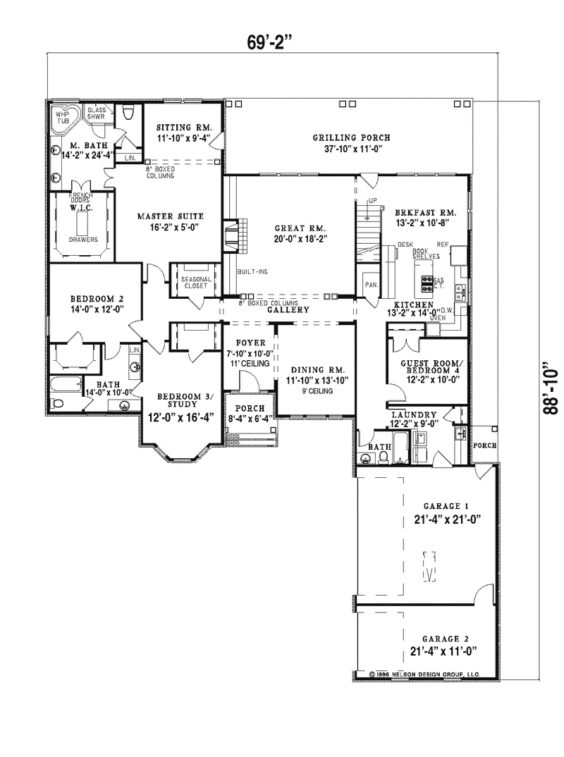 Country House Plan First Floor - Etham Hill Traditional Home 055D-0190 - Search House Plans and More