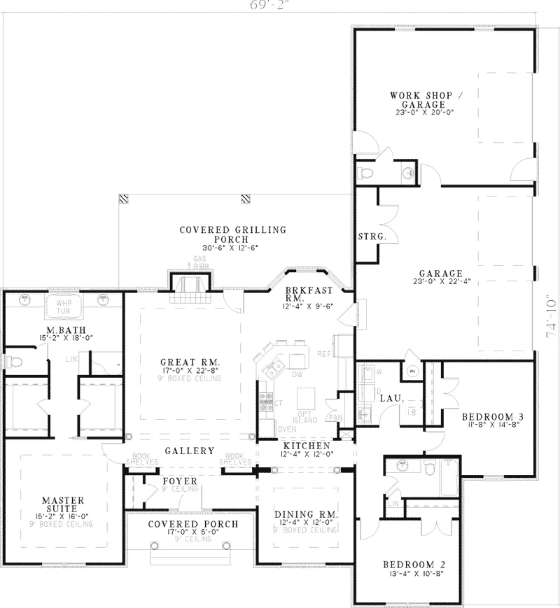 Traditional House Plan First Floor - Fairfield Lake Ranch Home 055D-0192 - Search House Plans and More