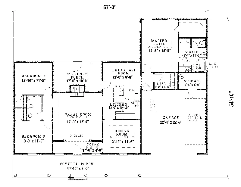 Ranch House Plan First Floor - Morisa Lowcountry Home 055D-0195 - Shop House Plans and More