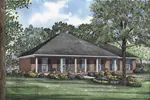Neoclassical Ranch With Hip Roof Design And Columned Front Porch