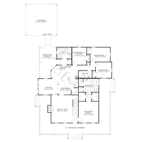 Traditional House Plan First Floor - Casalone Ridge Ranch Home 055D-0196 - Search House Plans and More