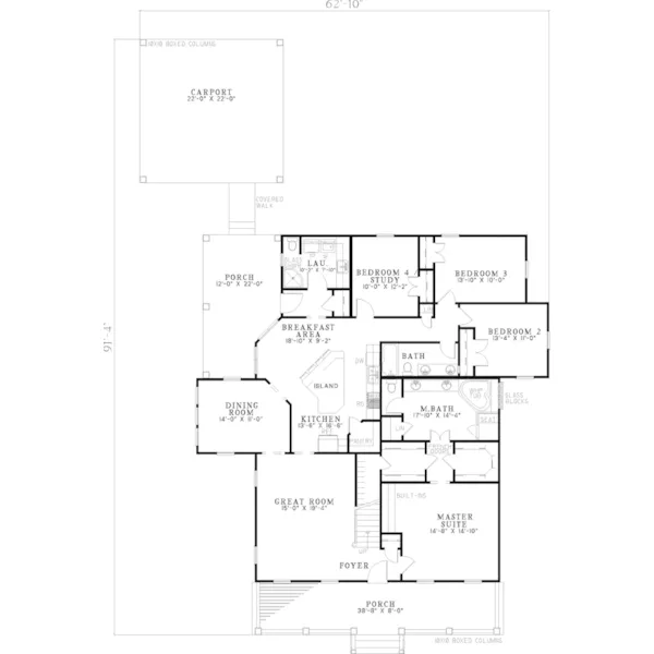 Waterfront House Plan First Floor - Morwenna Country Home 055D-0198 - Shop House Plans and More