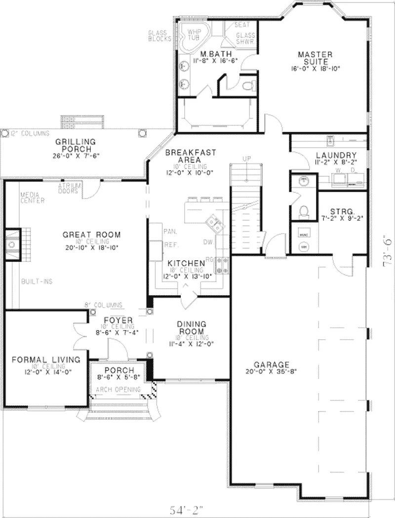 Southern House Plan First Floor - Baumgartner Traditional Home 055D-0200 - Search House Plans and More