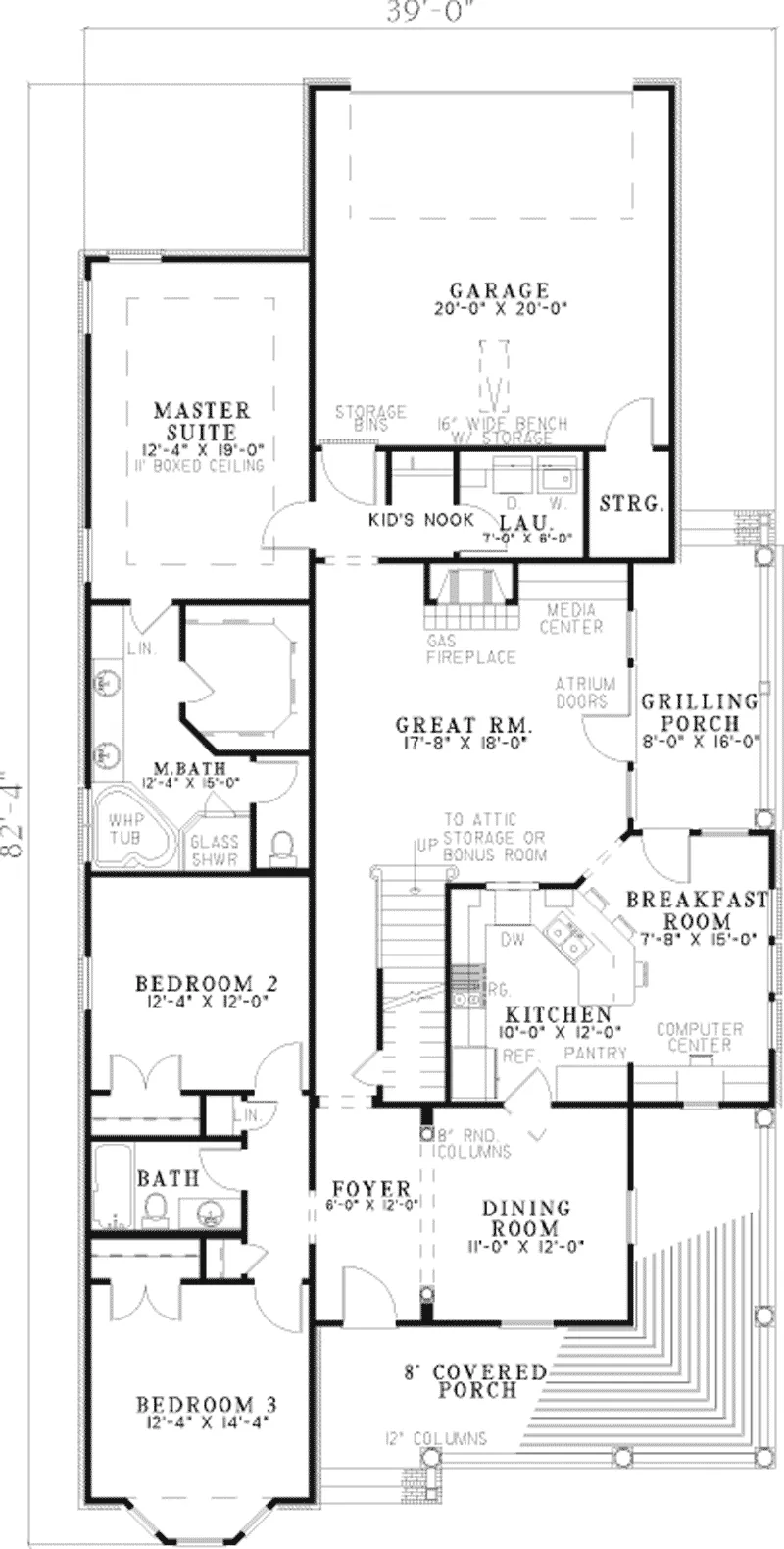 Southern House Plan First Floor - Bonnie Terrace Acadian Home 055D-0201 - Search House Plans and More
