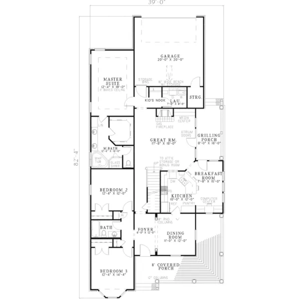 Southern House Plan First Floor - Bonnie Terrace Acadian Home 055D-0201 - Search House Plans and More