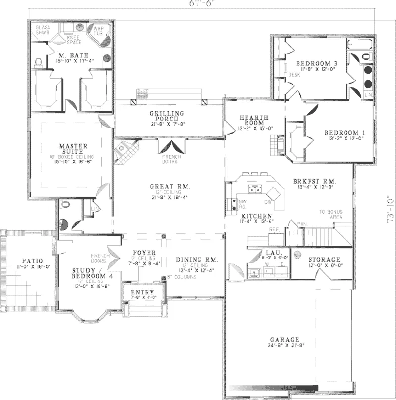 Contemporary House Plan First Floor - Portland Cove  Country Home 055D-0206 - Shop House Plans and More