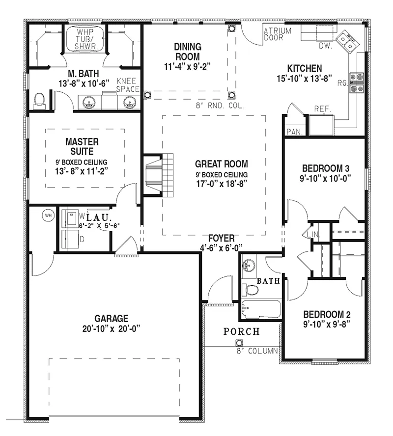 Southern House Plan First Floor - Dartagan Ranch Home 055D-0207 - Search House Plans and More