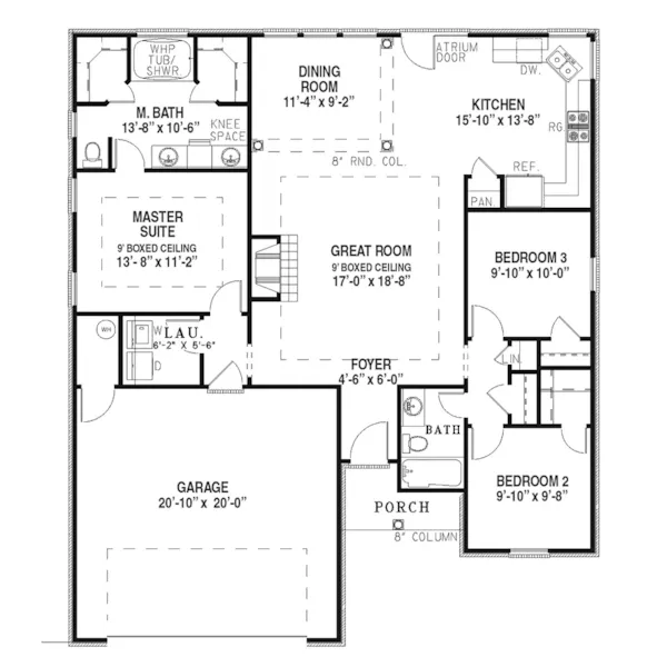 Country House Plan First Floor - Dartagan Ranch Home 055D-0207 - Search House Plans and More