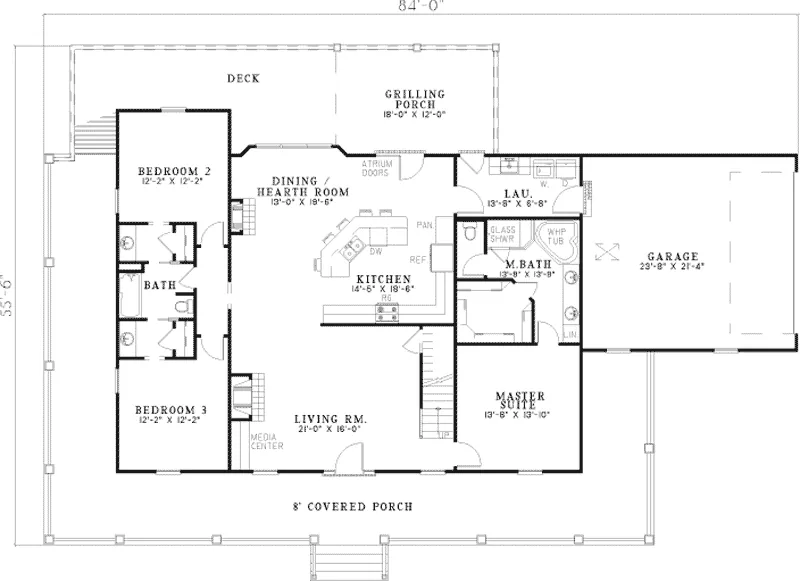 Farmhouse Plan First Floor - Welsberg Lowcountry Home 055D-0213 - Shop House Plans and More