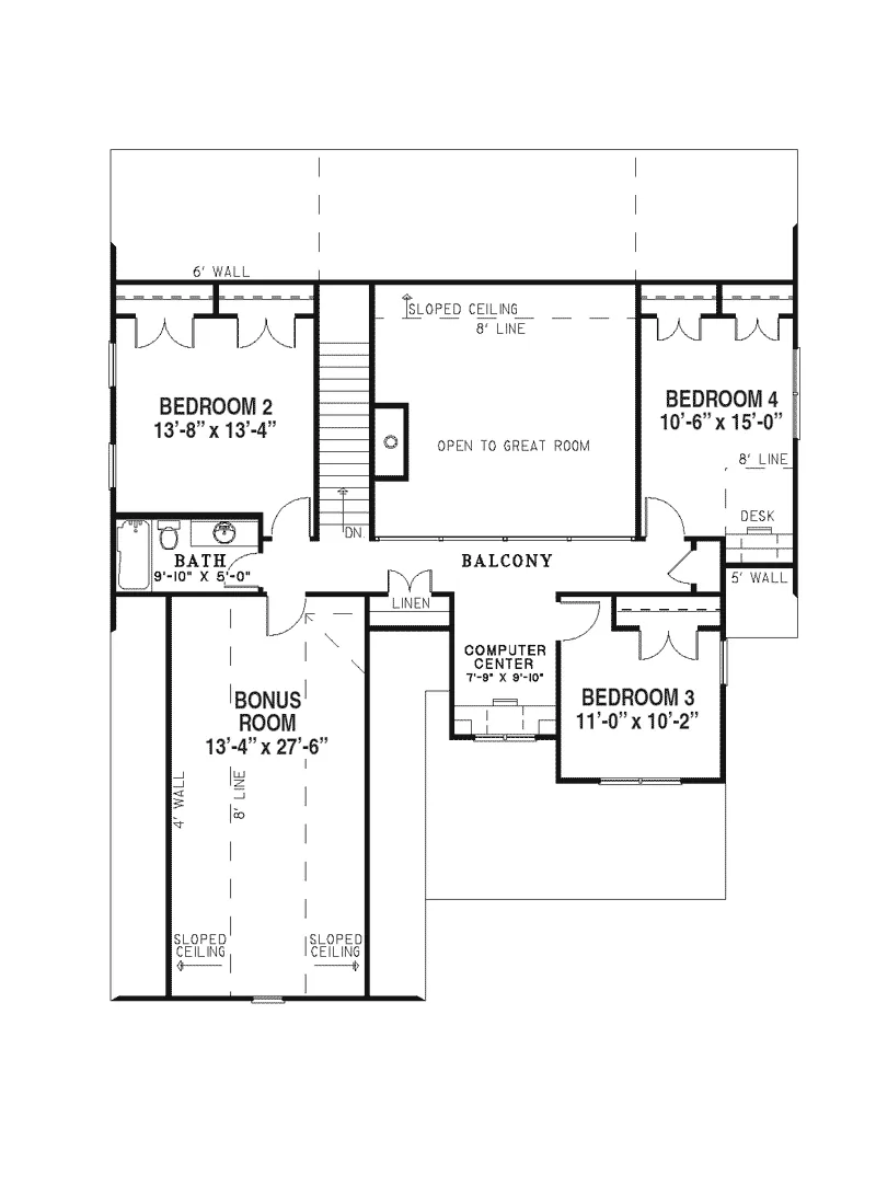 Traditional House Plan Second Floor - Charlevoix Creek Country Home 055D-0215 - Search House Plans and More