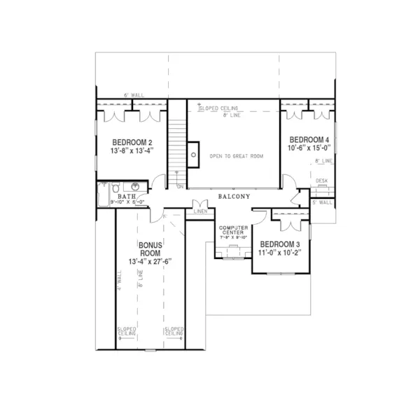 Craftsman House Plan Second Floor - Charlevoix Creek Country Home 055D-0215 - Search House Plans and More