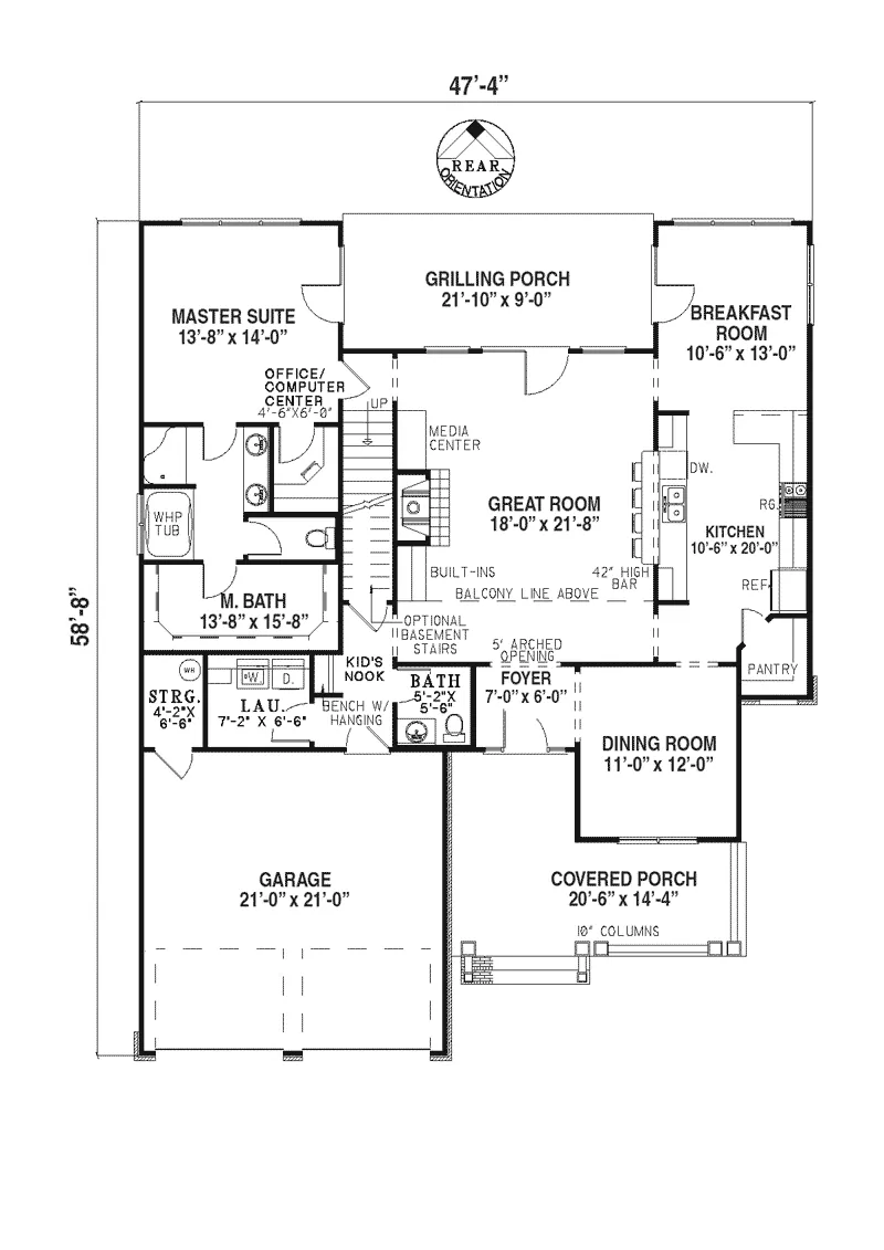 Arts & Crafts Home Plan First Floor 055D-0215