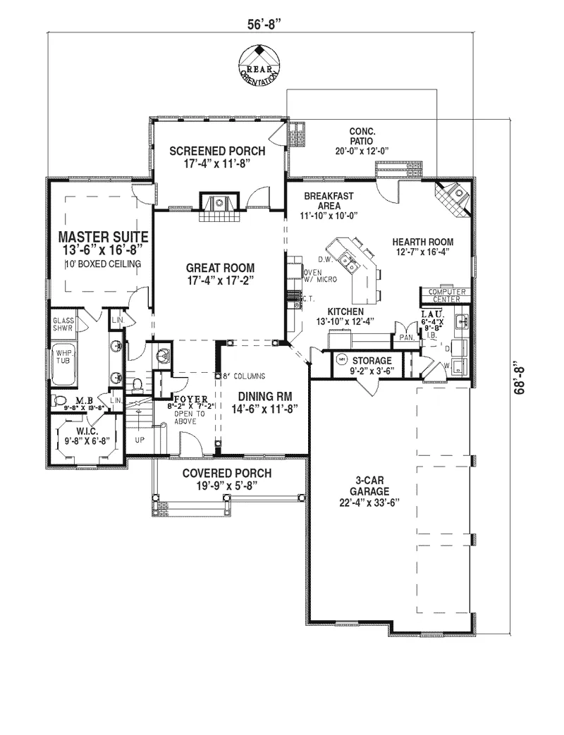 Traditional House Plan First Floor - Hoover Traditional Home 055D-0216 - Search House Plans and More