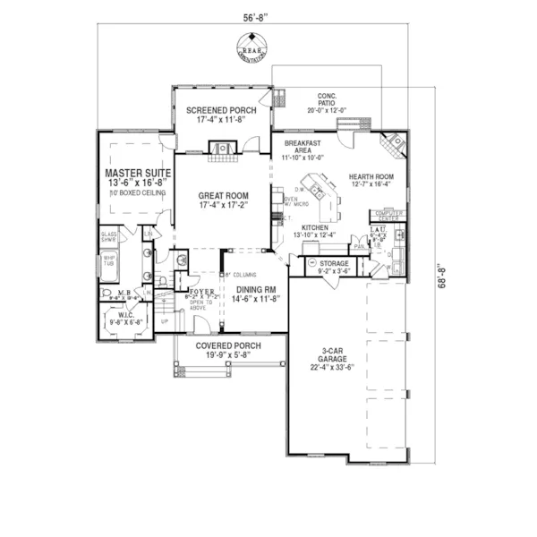 Southern House Plan First Floor - Hoover Traditional Home 055D-0216 - Search House Plans and More