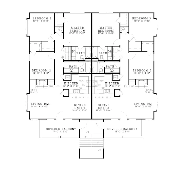 Craftsman House Plan Second Floor - Kimberling Stylish Fourplex 055D-0220 - Search House Plans and More