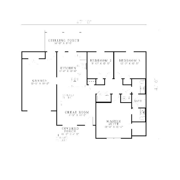 Country House Plan First Floor - Stallion Country Ranch Home 055D-0221 - Shop House Plans and More