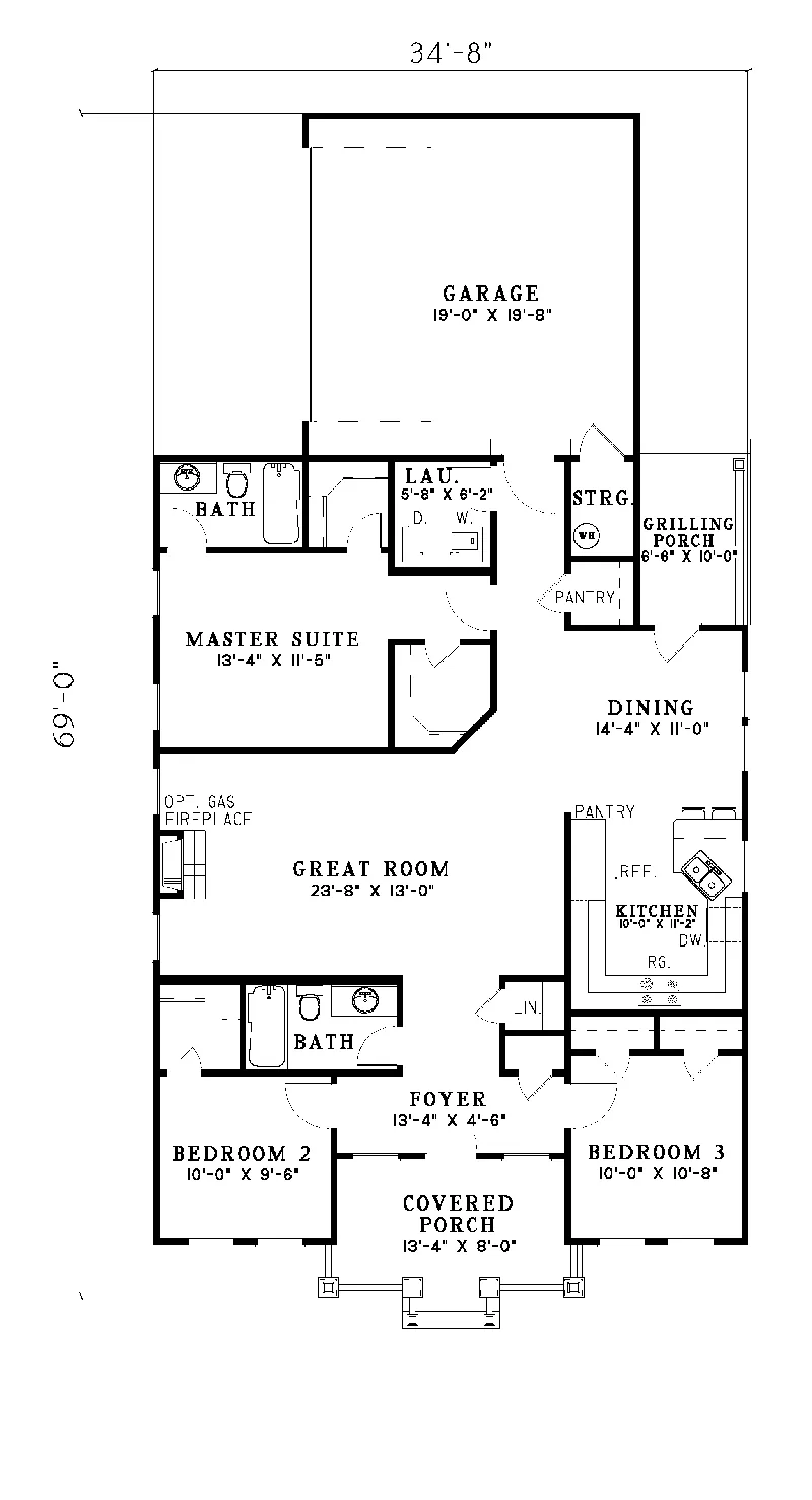 Country House Plan First Floor - Bernadette Traditional Home 055D-0229 - Search House Plans and More