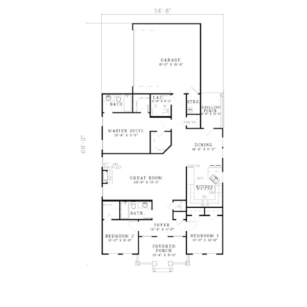 Traditional House Plan First Floor - Bernadette Traditional Home 055D-0229 - Search House Plans and More