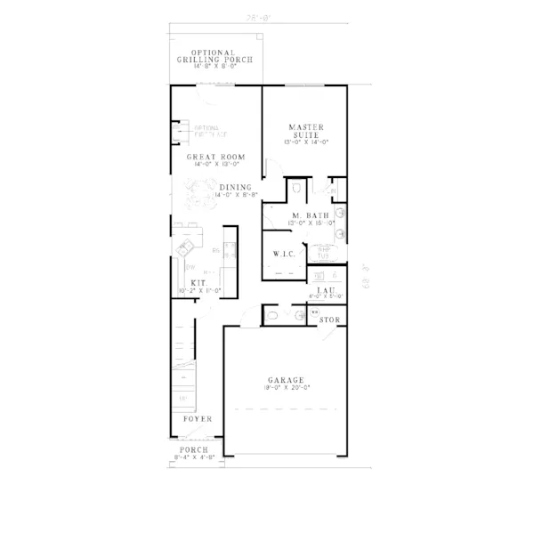 Country House Plan First Floor - Wooddale Craftsman Home 055D-0240 - Shop House Plans and More