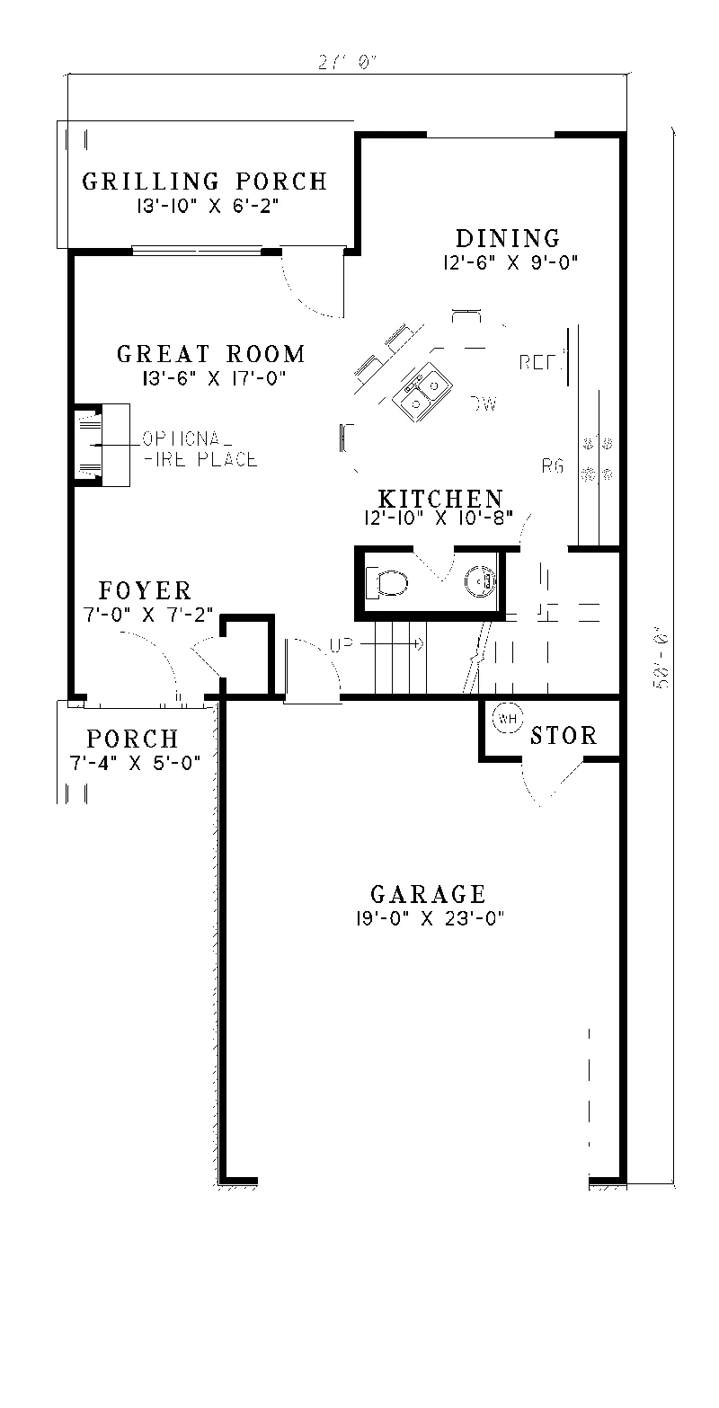 Southern House Plan First Floor - Woodleigh Two-Story Home 055D-0241 - Shop House Plans and More