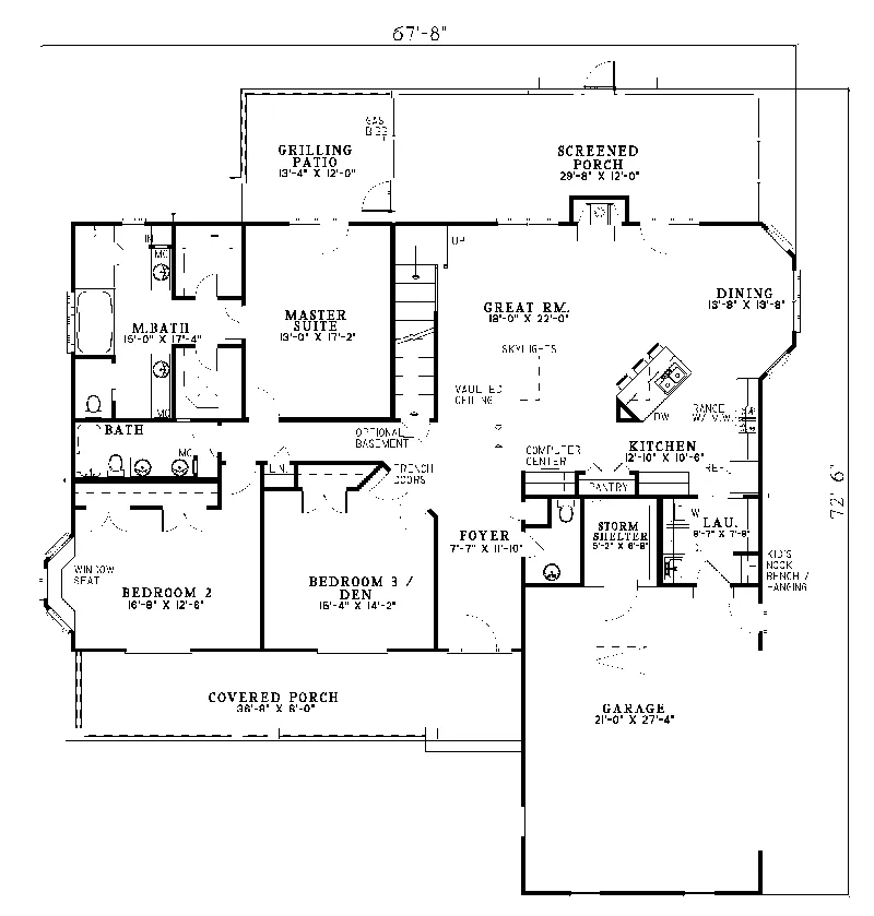 Farmhouse Plan First Floor - Matador Southern Country Home 055D-0245 - Shop House Plans and More