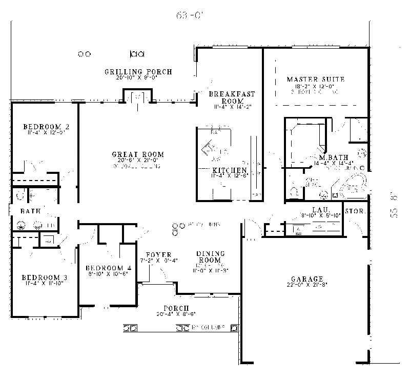 Contemporary House Plan First Floor - Jennycliffe Traditional Home 055D-0247 - Search House Plans and More