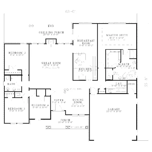 Country House Plan First Floor - Jennycliffe Traditional Home 055D-0247 - Search House Plans and More