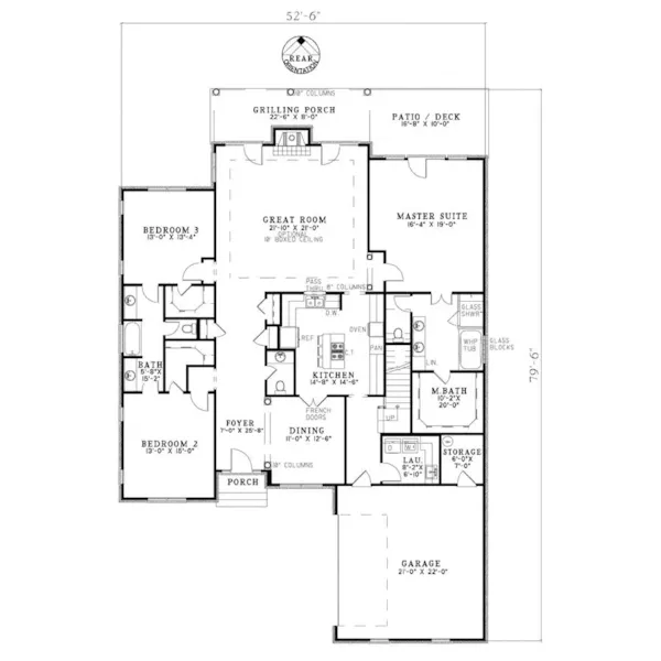 Ranch House Plan First Floor - Fairbanks Traditional Home 055D-0248 - Search House Plans and More