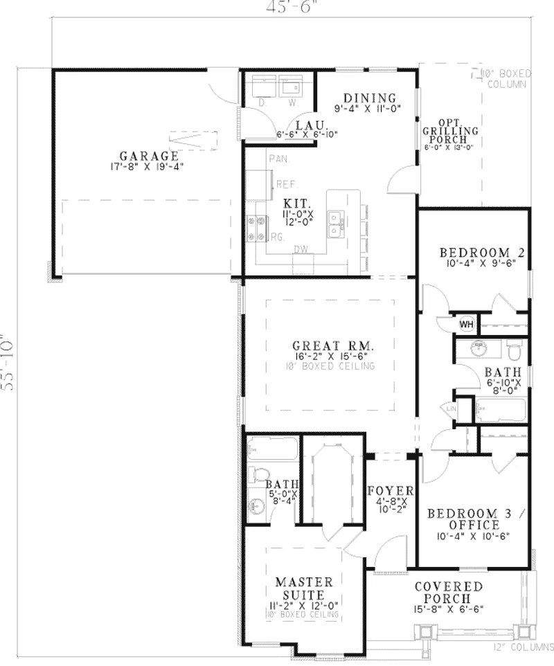 Craftsman House Plan First Floor - Clarkchester Country Ranch Home 055D-0254 - Search House Plans and More