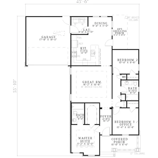 Craftsman House Plan First Floor - Clarkchester Country Ranch Home 055D-0254 - Search House Plans and More