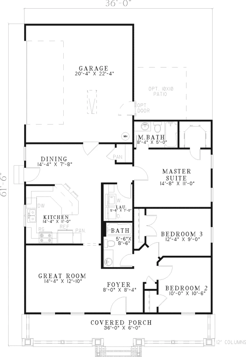 Traditional House Plan First Floor - Woodmont Ranch Acadian Home 055D-0256 - Shop House Plans and More