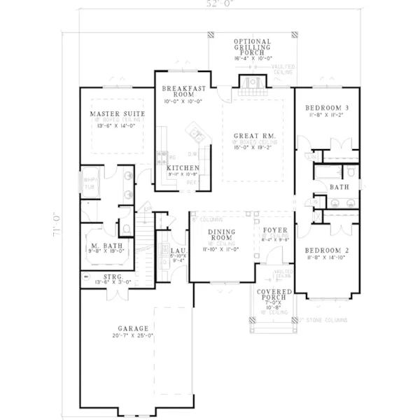 Rustic House Plan First Floor - Morristown Craftsman Home 055D-0260 - Shop House Plans and More