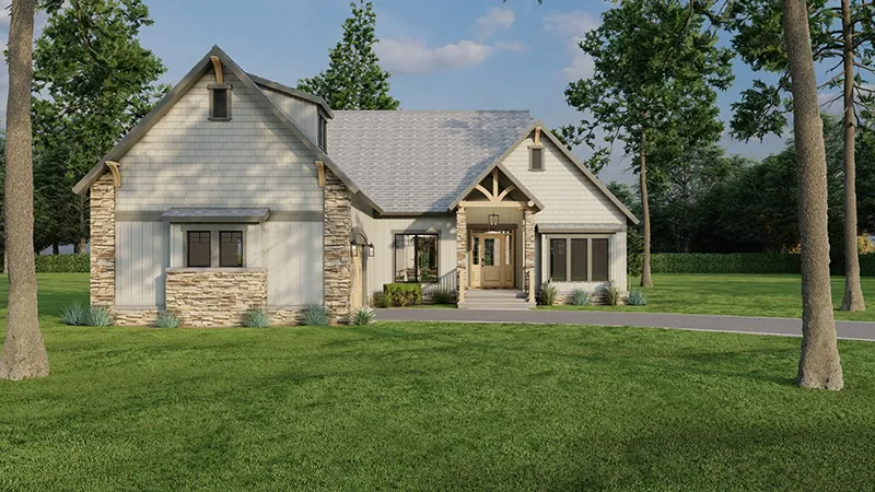 Rustic Craftsman Home With Stone Accents