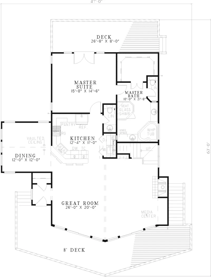 Waterfront House Plan First Floor - Lakemont Ridge Vacation Home 055D-0265 - Shop House Plans and More