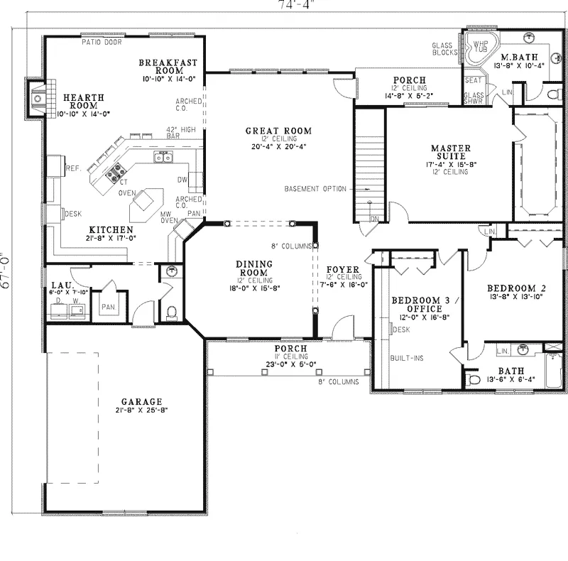 Ranch House Plan First Floor - Berthold Traditional Home 055D-0266 - Search House Plans and More