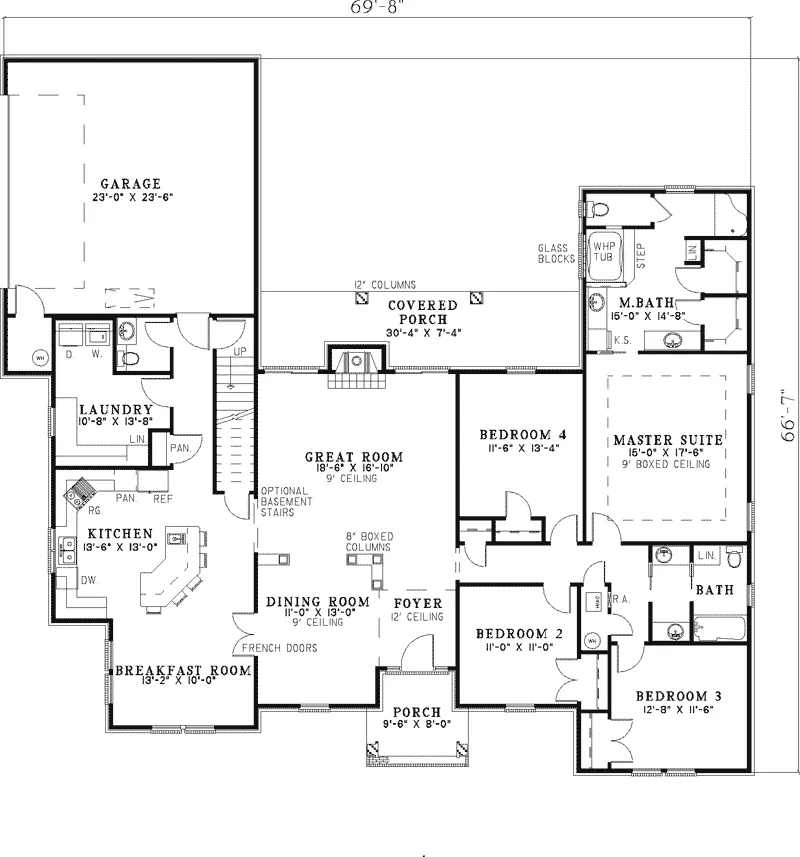 Southern House Plan First Floor - Fairway Bend Traditional Home 055D-0269 - Search House Plans and More