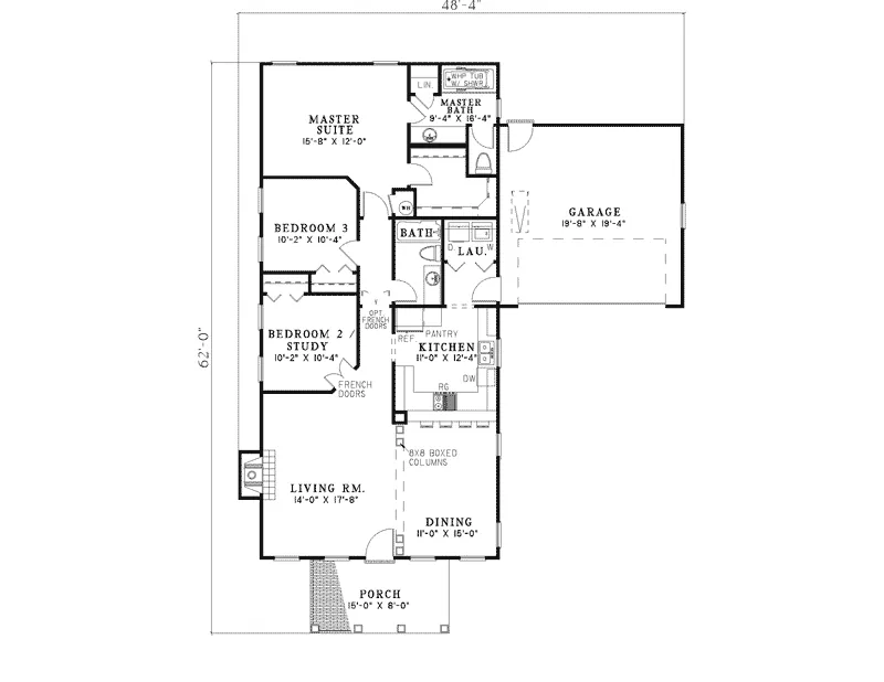 Country House Plan First Floor - Whitworth Colonial Ranch Home 055D-0279 - Shop House Plans and More