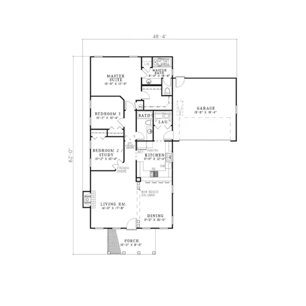 Traditional House Plan First Floor - Whitworth Colonial Ranch Home 055D-0279 - Shop House Plans and More