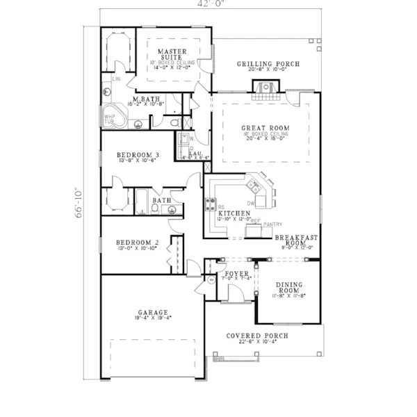 Country House Plan First Floor - Kingsbury Narrow Lot Home 055D-0280 - Search House Plans and More