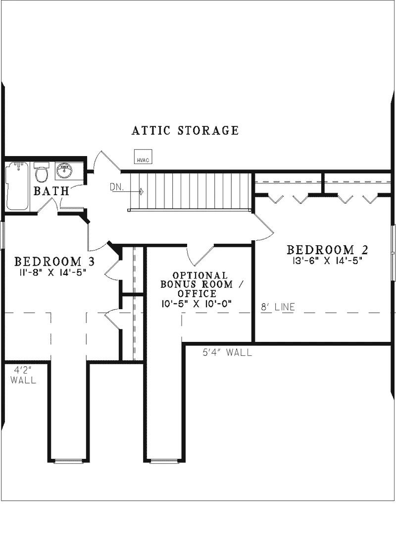 Colonial House Plan Second Floor - Bolin Creek Cape Cod Style Home 055D-0282 - Search House Plans and More