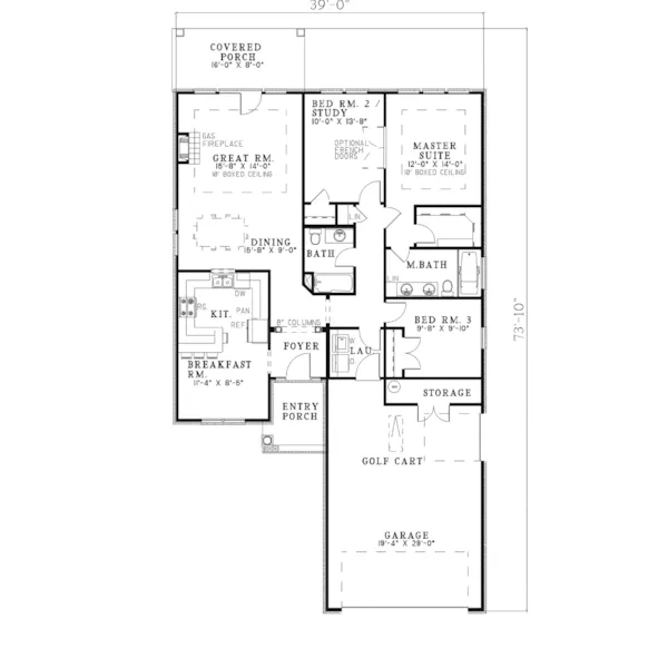 Tudor House Plan First Floor - Bartram Traditional Ranch Home 055D-0284 - Search House Plans and More