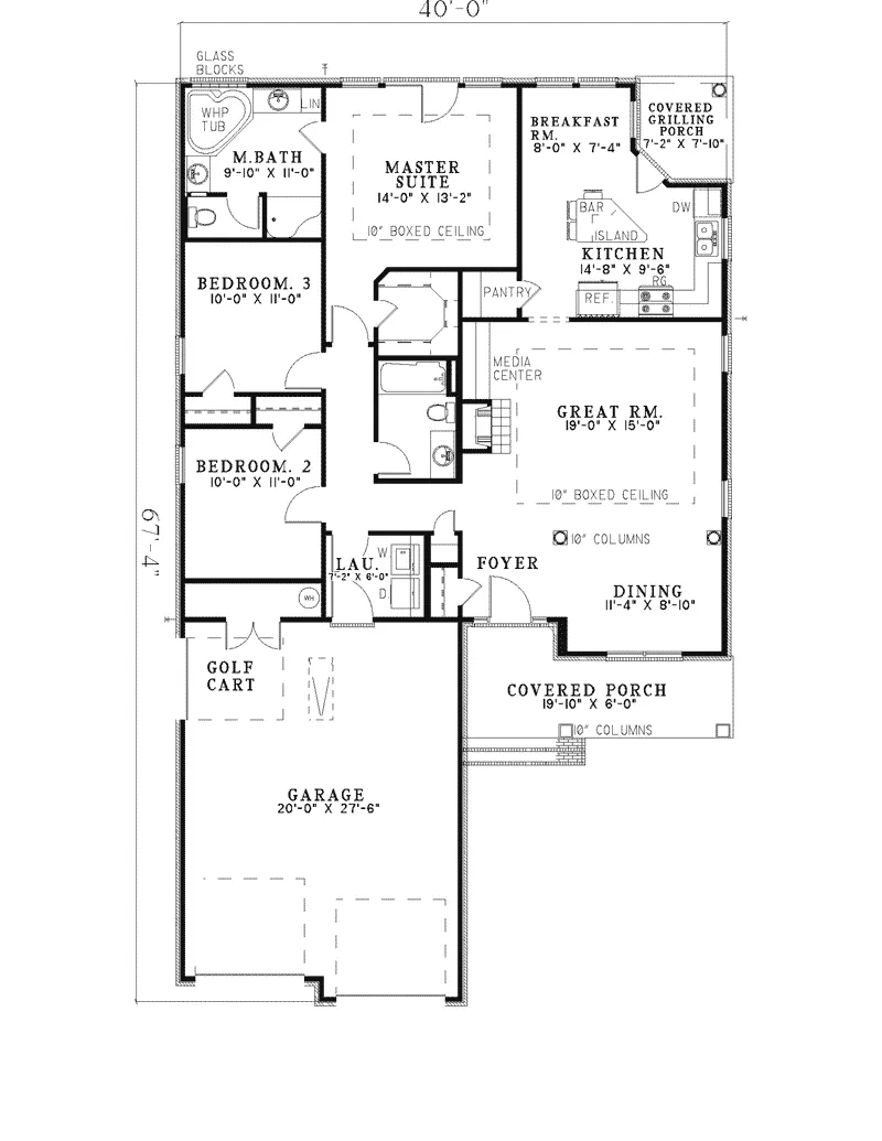 Bungalow House Plan First Floor - Parlier Craftsman Home 055D-0286 - Shop House Plans and More