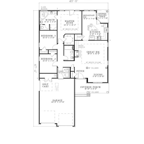 Arts & Crafts House Plan First Floor - Parlier Craftsman Home 055D-0286 - Shop House Plans and More