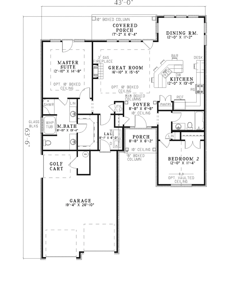 Southern House Plan First Floor - Garwood Ranch Home 055D-0287 - Search House Plans and More